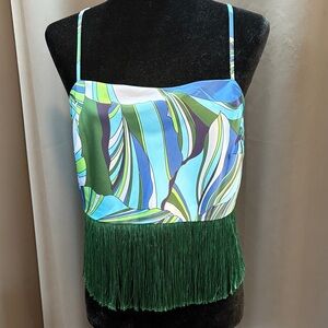 New! House of Harlow Vibrant Women's Camisole with Fringe Size Medium
